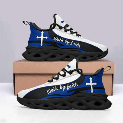 Blue Jesus Walk By Faith Yezy Running Sneakers 2 Max Soul Shoes - Christian Shoes For Men And Women
