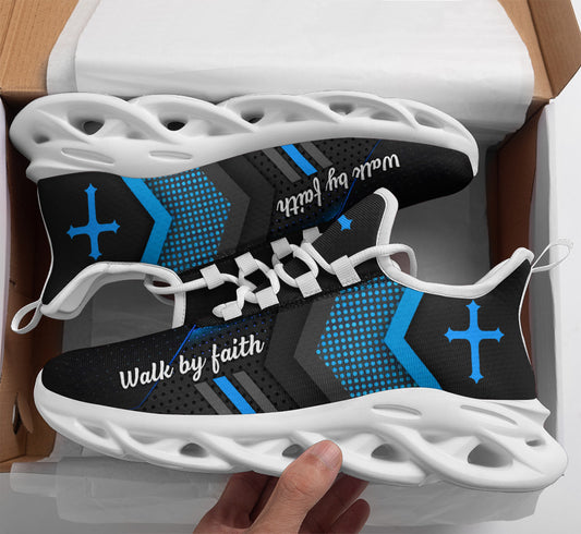 Blue Jesus Walk By Faith Yezy Running Sneakers 3 Max Soul Shoes - Christian Shoes For Men And Women