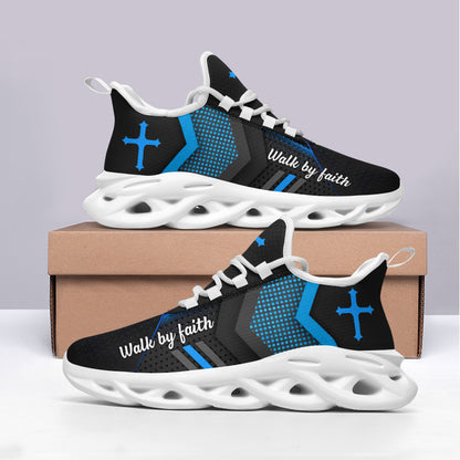 Blue Jesus Walk By Faith Yezy Running Sneakers 3 Max Soul Shoes - Christian Shoes For Men And Women
