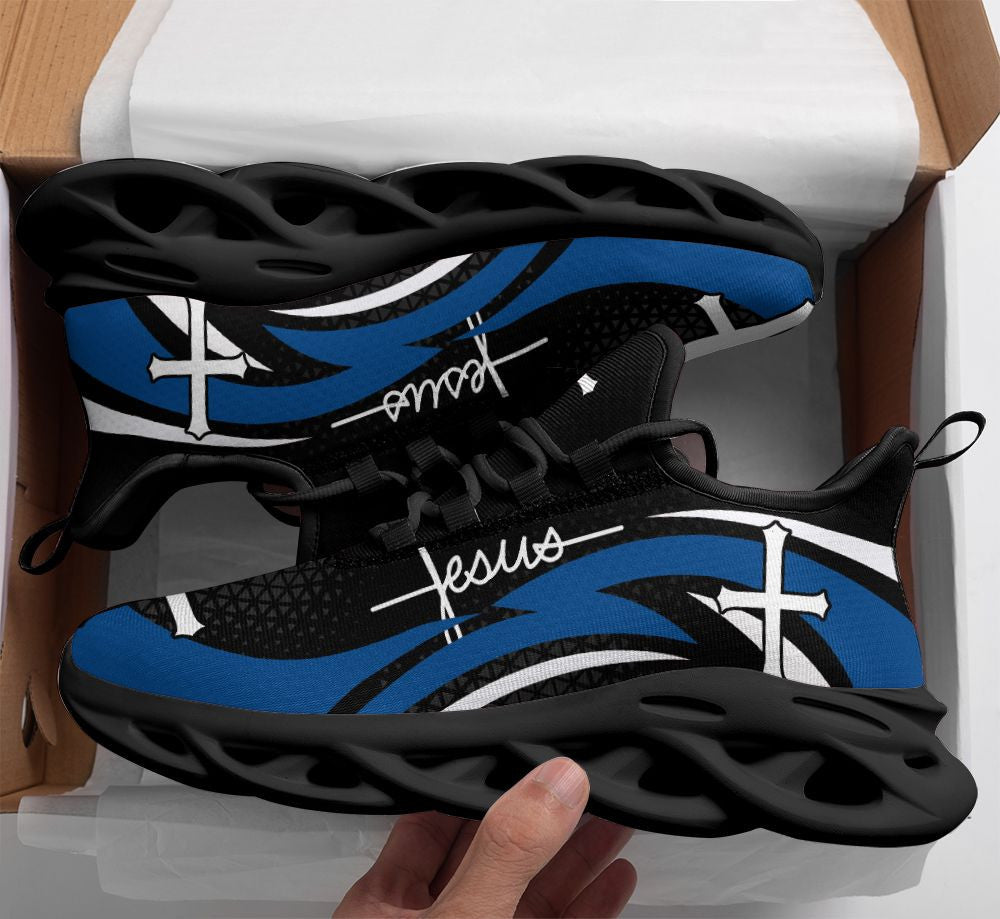 Blue Jesus Yezy Running Sneakers Max Soul Shoes - Christian Shoes For Men And Women