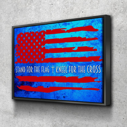 Blue Red American Flag Patriotic Wall Art - Christian Canvas Wall Art
