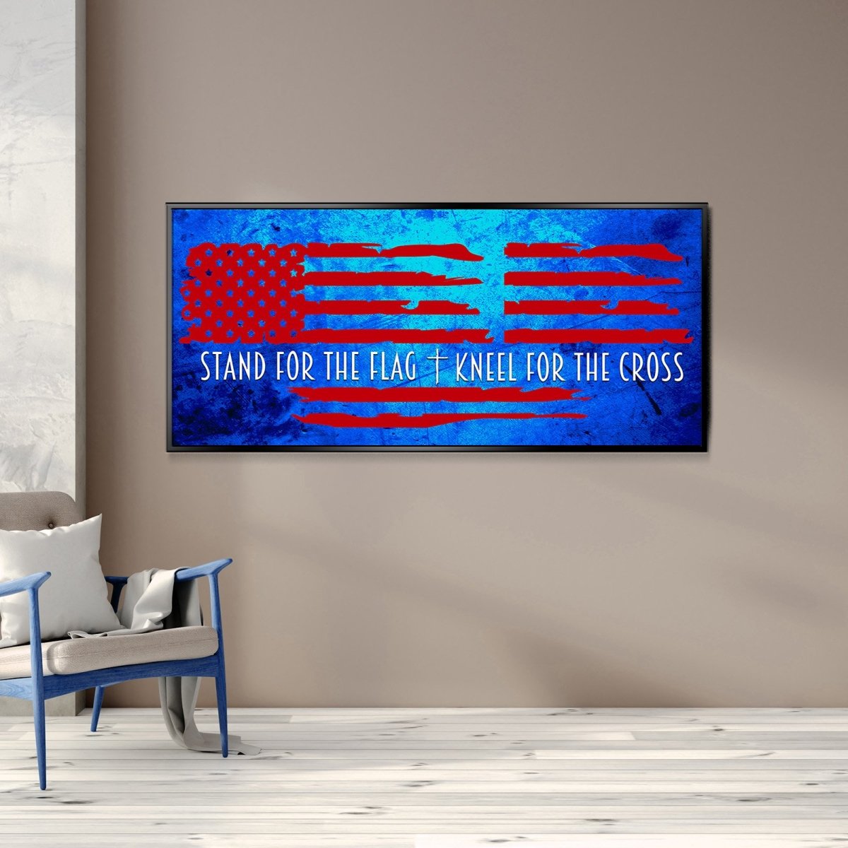 Blue Red American Flag Patriotic Wall Art - Christian Canvas Wall Art