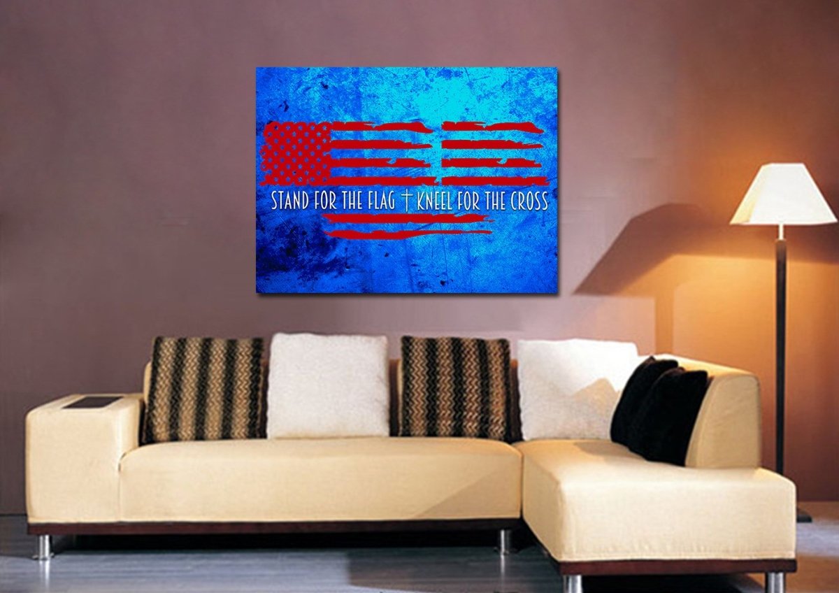 Blue Red American Flag Patriotic Wall Art - Christian Canvas Wall Art