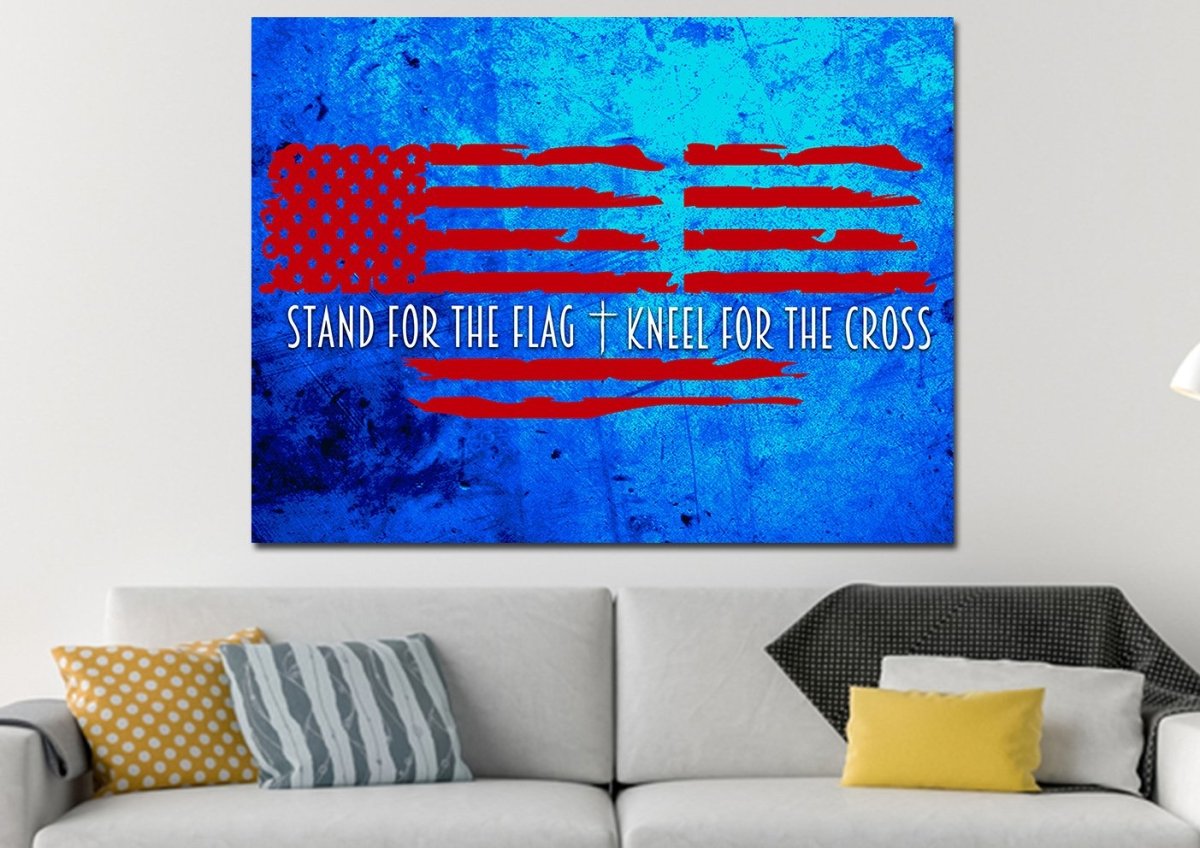 Blue Red American Flag Patriotic Wall Art - Christian Canvas Wall Art