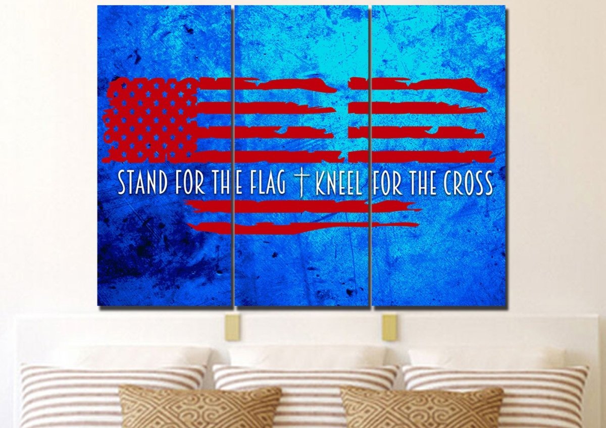Blue Red American Flag Patriotic Wall Art - Christian Canvas Wall Art