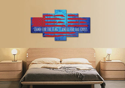 Blue Red American Flag Patriotic Wall Art - Christian Canvas Wall Art