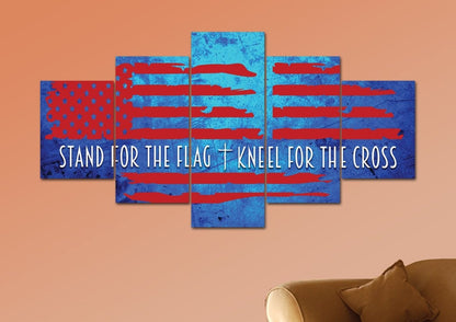 Blue Red American Flag Patriotic Wall Art - Christian Canvas Wall Art
