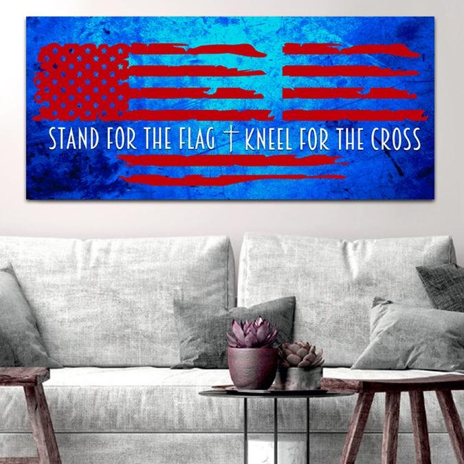 Blue Red American Flag Patriotic Wall Art - Christian Canvas Wall Art