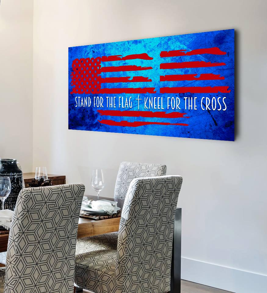 Blue Red American Flag Patriotic Wall Art - Christian Canvas Wall Art