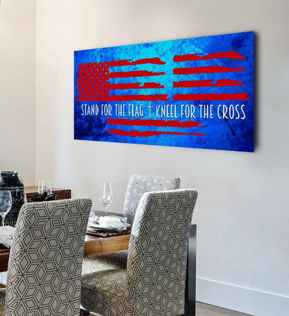 Blue Red American Flag Patriotic Wall Art - Christian Canvas Wall Art