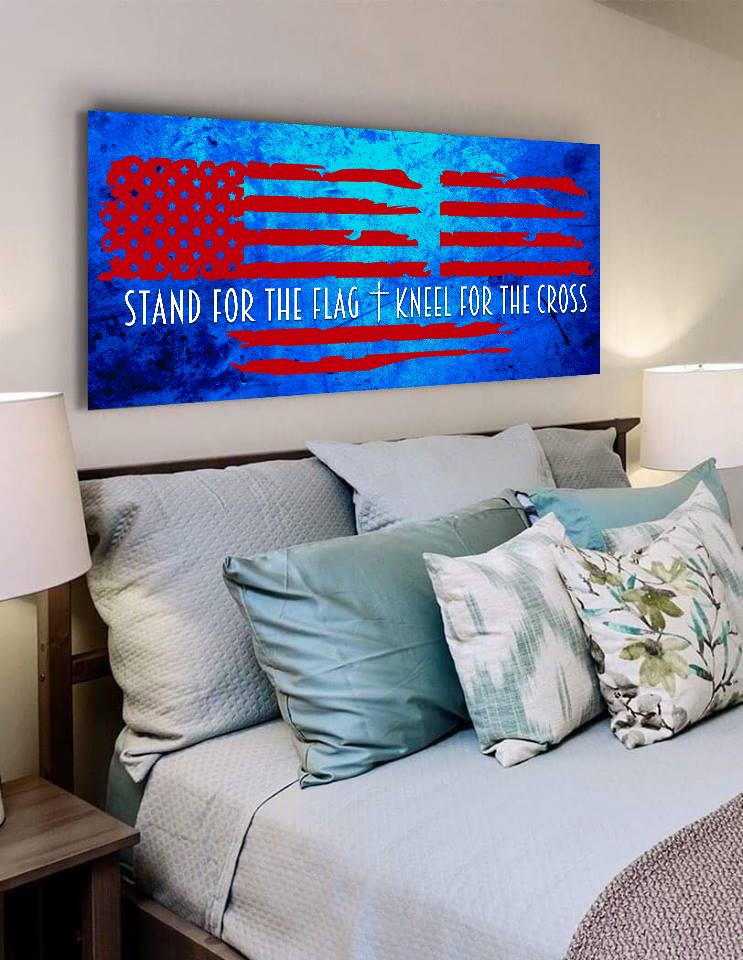Blue Red American Flag Patriotic Wall Art - Christian Canvas Wall Art