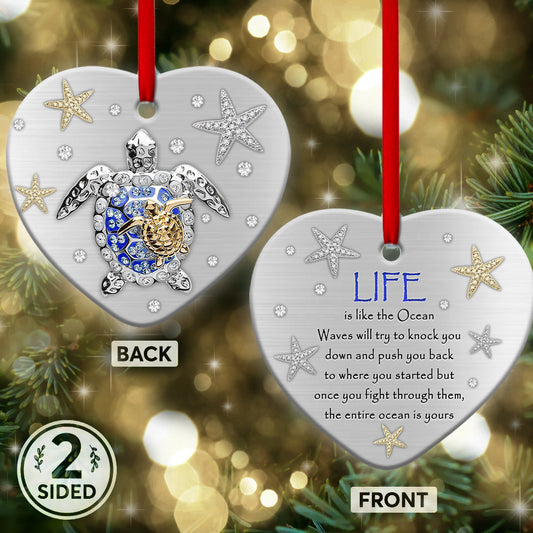 Blue Turtle Advice Customized Heart Ornament - Christmas Ornament - Ciaocustom