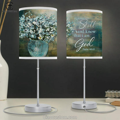 Blue daisy flower Be still and know that I am God Table Lamp For Bedroom - Bible Verse Table Lamp - Religious Room Decor