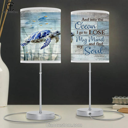 Blue sea turtle And into the ocean Table Lamp For Bedroom - Bible Verse Table Lamp - Religious Room Decor