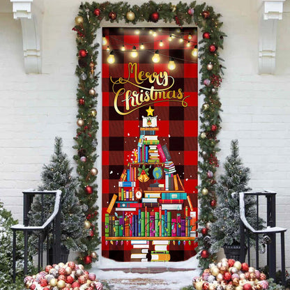 Book Christmas Tree Door Cover - Merry Christmas - Front Door Christmas Cover