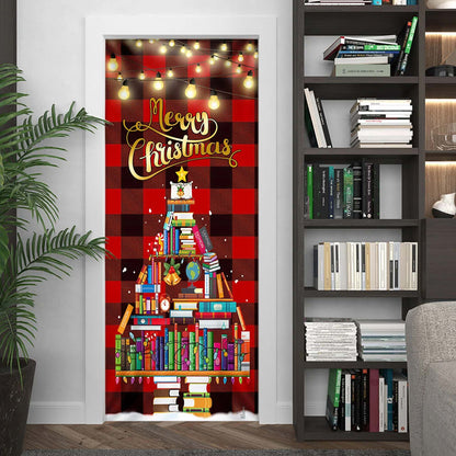Book Christmas Tree Door Cover - Merry Christmas - Front Door Christmas Cover