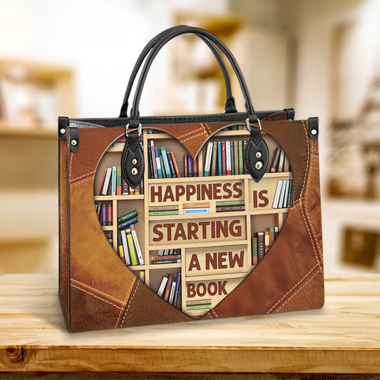 Book Happiness Is Starting A New Book Leather Bag - Best Gifts For Book Lovers - Women's Pu Leather Bag