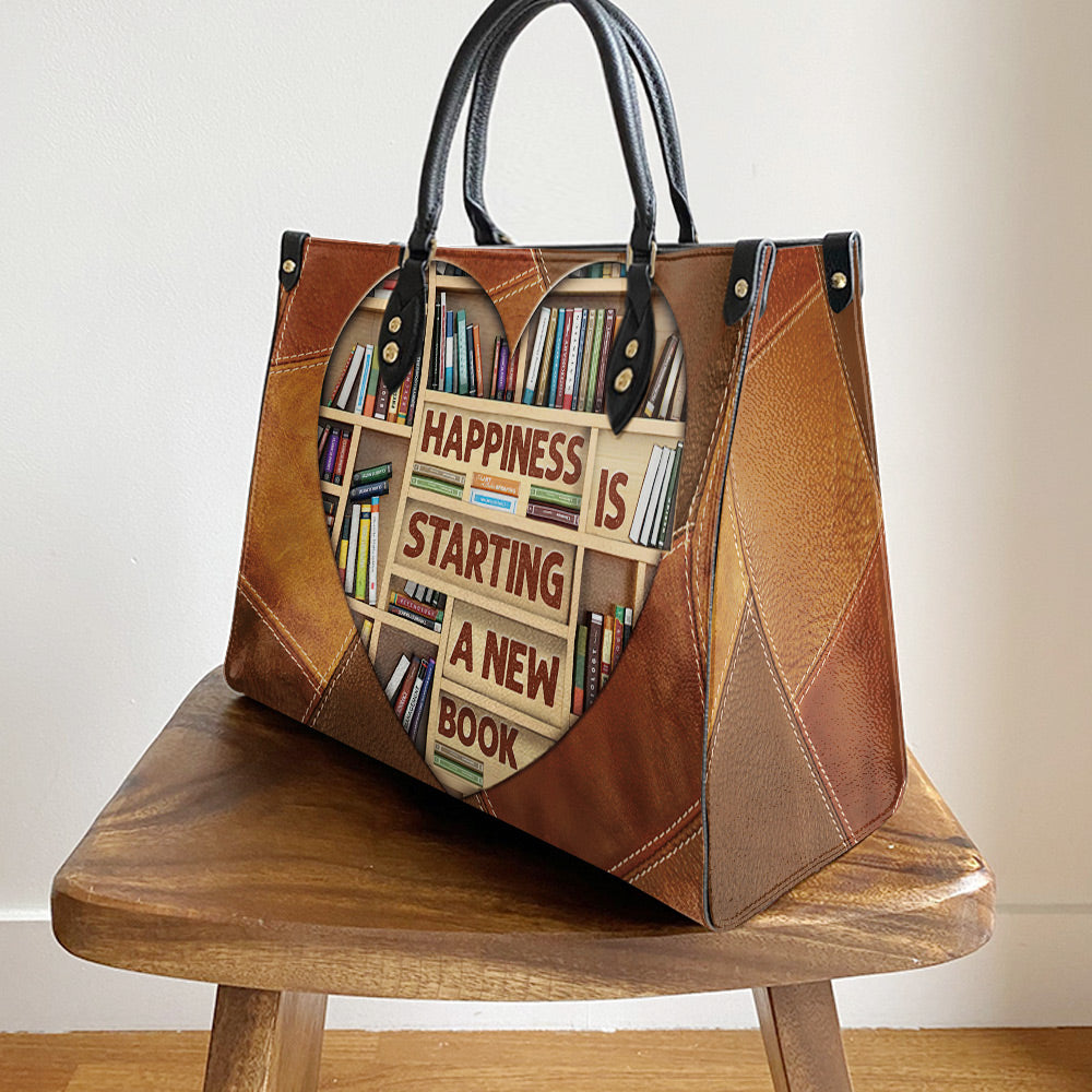 Book Happiness Is Starting A New Book Leather Bag - Best Gifts For Book Lovers - Women's Pu Leather Bag