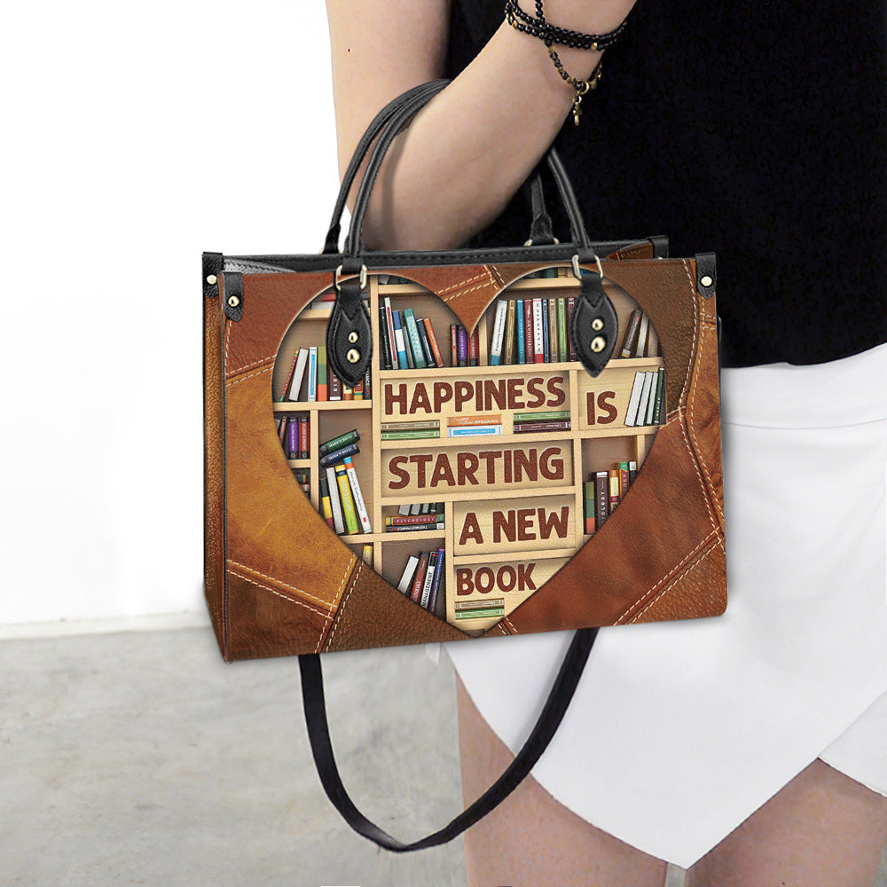 Book Happiness Is Starting A New Book Leather Bag - Best Gifts For Book Lovers - Women's Pu Leather Bag