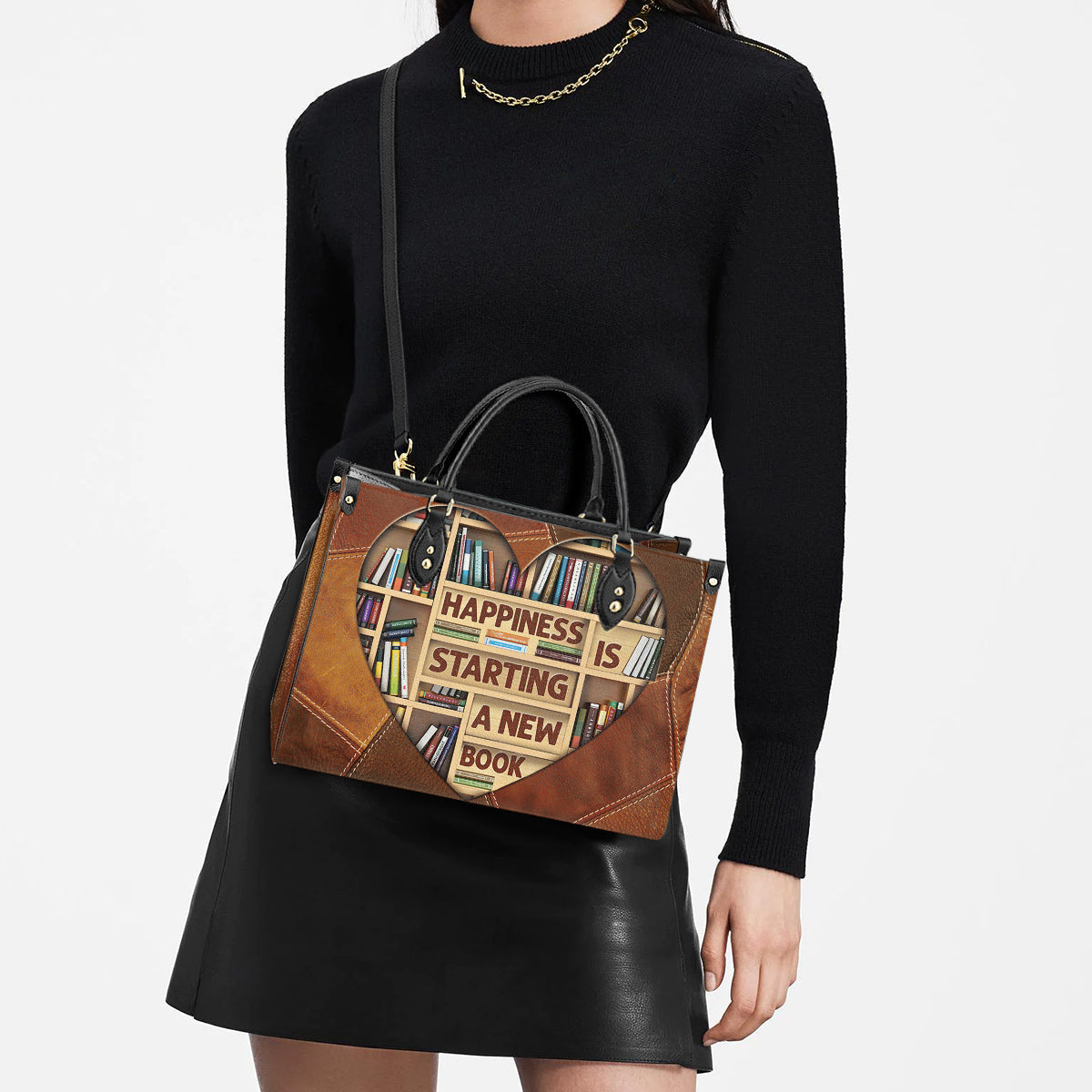 Book Happiness Is Starting A New Book Leather Bag - Best Gifts For Book Lovers - Women's Pu Leather Bag