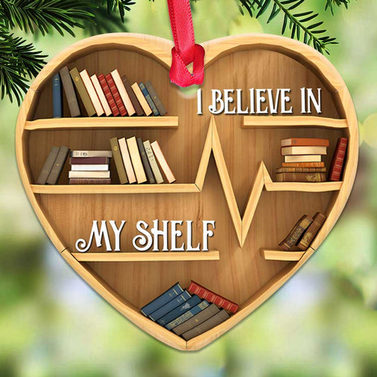 Book I Believe In My Shelf Heart Ornament - Christmas Ornament - Ciaocustom