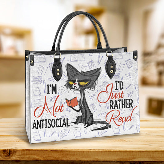 Book Im Not Antisocial Id Just Rather Read Leather Bag - Best Gifts For Book Lovers - Women's Pu Leather Bag