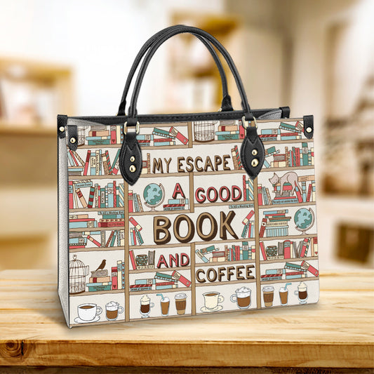 Book My Escape A Good Book And Coffee 1 Leather Bag - Best Gifts For Book Lovers - Women's Pu Leather Bag