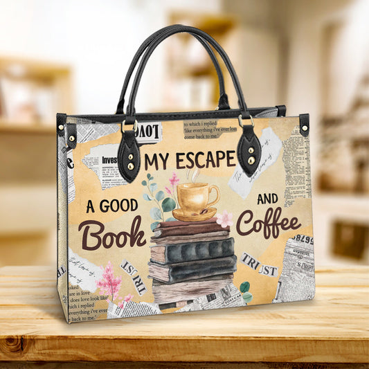 Book My Escape A Good Book And Coffee Leather Bag - Best Gifts For Book Lovers - Women's Pu Leather Bag