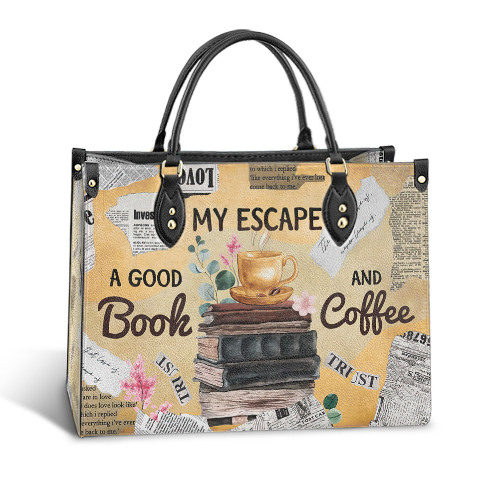 Book My Escape A Good Book And Coffee Leather Bag - Best Gifts For Book Lovers - Women's Pu Leather Bag