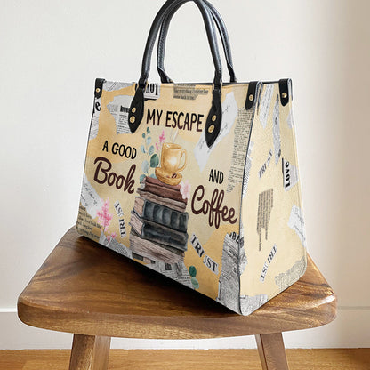 Book My Escape A Good Book And Coffee Leather Bag - Best Gifts For Book Lovers - Women's Pu Leather Bag