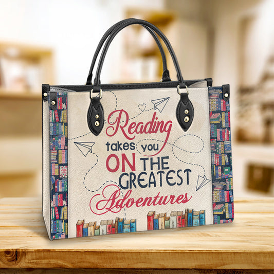 Book Reading Takes You On The Greatest Adventures Leather Bag - Best Gifts For Book Lovers - Women's Pu Leather Bag