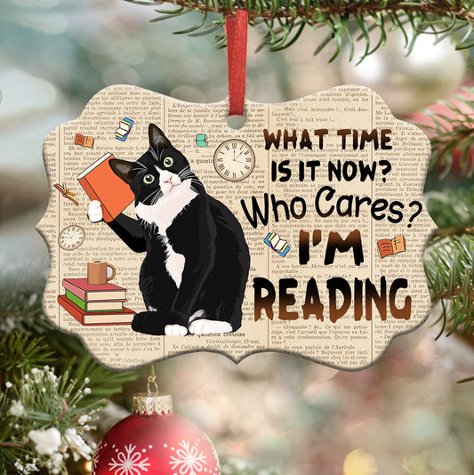 Books And Tuxedo Cat Ornament - Christmas Ornament - Ciaocustom