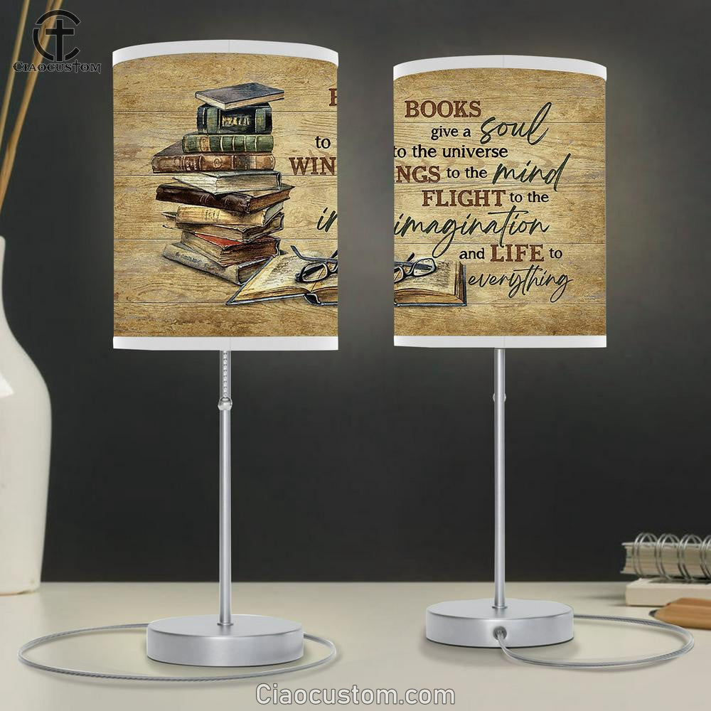 Books give a soul Table Lamp For Bedroom - Bible Verse Table Lamp - Religious Room Decor