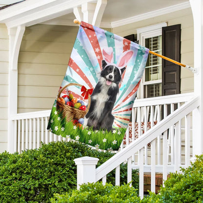 Border Collie Easter American House Flag - Happy Easter Garden Flag - Decorative Easter Flags