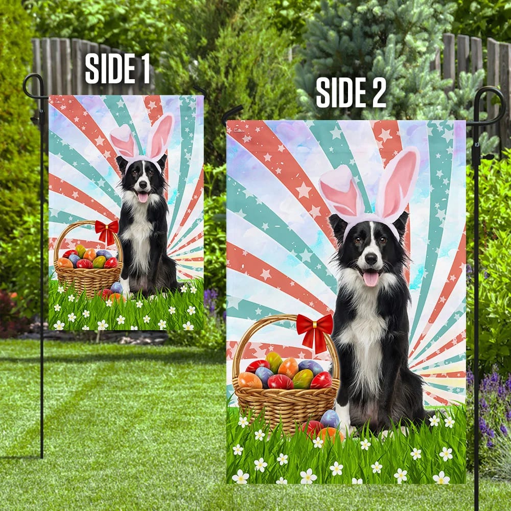 Border Collie Easter American House Flag - Happy Easter Garden Flag - Decorative Easter Flags