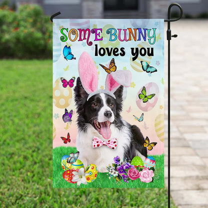 Border Collie Easter Some Bunny Loves You House Flag - Happy Easter Garden Flag - Decorative Easter Flags