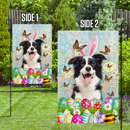 Border Collies Happy Easter House Flag - Easter Garden Flag - Easter Outdoor Decor