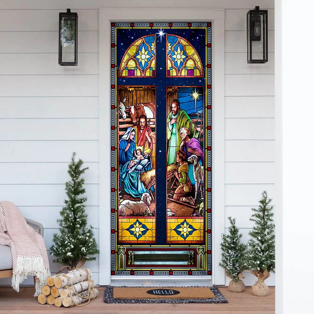 Born Day Of Jesus Christ Jesus Family Door Cover - Religious Door Decorations - Christian Home Decor