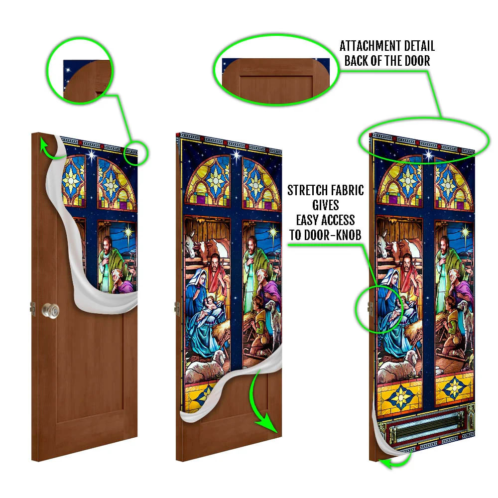 Born Day Of Jesus Christ Jesus Family Door Cover - Religious Door Decorations - Christian Home Decor