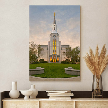 Boston Temple Window Sunset Canvas Pictures - Jesus Canvas Art - Christian Wall Art