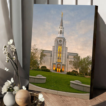 Boston Temple Window Sunset Canvas Pictures - Jesus Canvas Art - Christian Wall Art