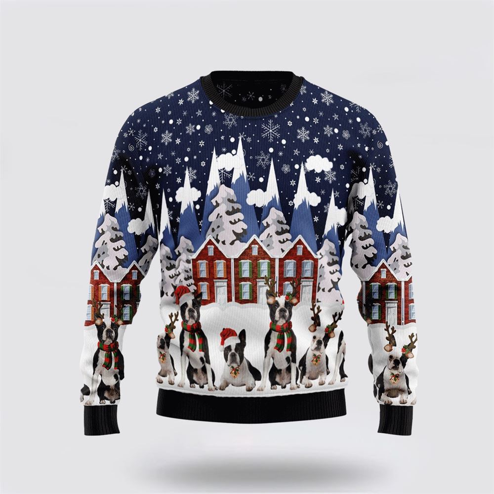 Boston Terrier Family Ugly Christmas Sweater For Men And Women, Gift For Christmas, Best Winter Christmas Outfit
