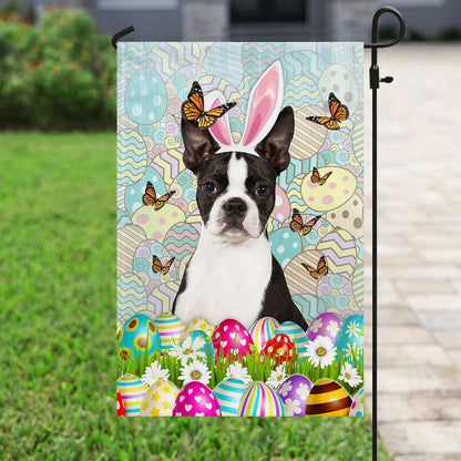 Boston Terrier Happy Easter House Flag - Easter Garden Flag - Easter Outdoor Decor