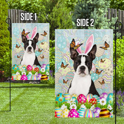 Boston Terrier Happy Easter House Flag - Easter Garden Flag - Easter Outdoor Decor