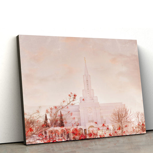 Bountiful Utah Temple Winter Solace Canvas Wall Art - Jesus Christ Picture - Canvas Christian Wall Art
