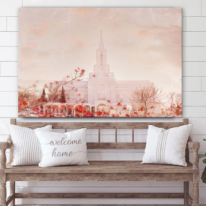Bountiful Utah Temple Winter Solace Canvas Wall Art - Jesus Christ Picture - Canvas Christian Wall Art