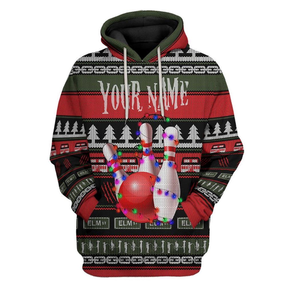 Bowling Ugly Christmas All Over Print 3D Hoodie For Men And Women, Christmas Gift, Warm Winter Clothes, Best Outfit Christmas