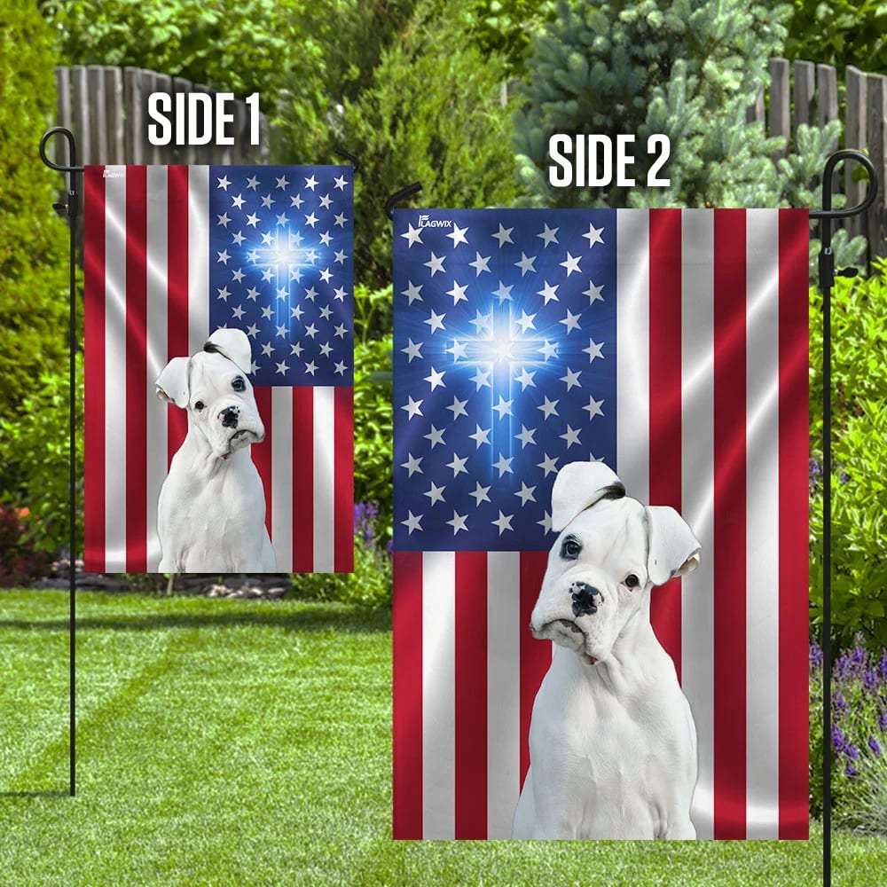 Boxer Christian Cross American US House Flags - Christian Garden Flags - Outdoor Christian Flag