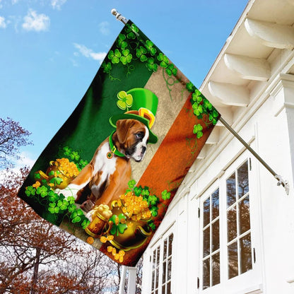 Boxer Irish House Flag - St Patrick's Day Garden Flag - Outdoor St Patrick's Day Decor