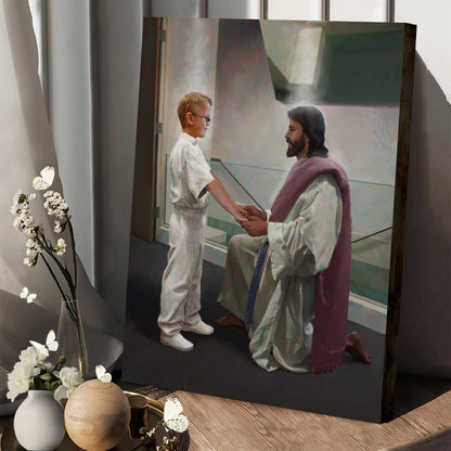 Boy At The Font Canvas Picture - Jesus Canvas Wall Art - Christian Wall Art